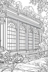 Fototapeta premium Detailed architectural outline of a garden pavilion Generative AI