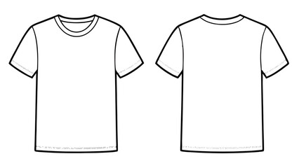 Blank Front and Back T-Shirt Template for Apparel Design and Mockup Applications