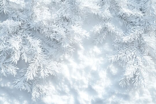 Fake Snow. Christmas and New Year Holiday Winter Background with White Snow and Fir Tree