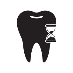 Silhouette art illustration of tooth with timer icon.eps