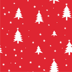 Obraz premium Vector of Christmas tree Seamless Patterns red background