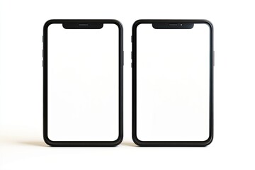 Two black smartphones with blank screens