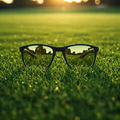 glasses on the grass