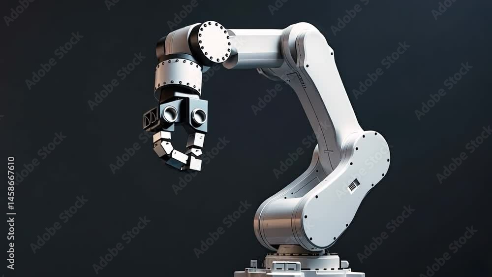 Poster futuristic robotic arm with multi fingered gripper showcasing precision engineering and advanced aut
