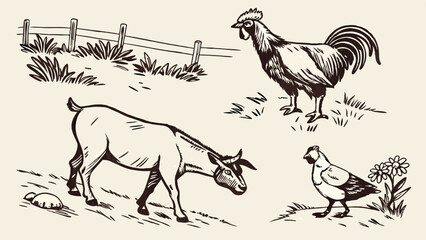 farm animals vector illustration