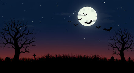 Halloween Night: Spooky Full Moon Background