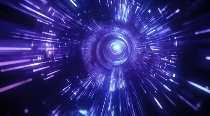 Obraz premium Violet hyperspace tunnel with light streaks