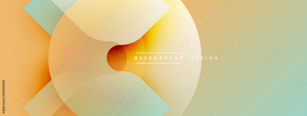 Poster abstract design features overlapping circles, gradients. soft orange, yellow, turquoise hues create 