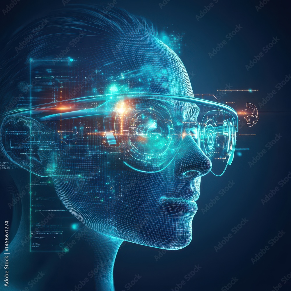 Poster smart glasses revolutionizing tech digital space image futuristic environment side view innovation c