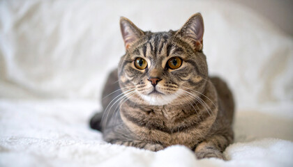 Photograph of a Snoopy cat with a round face, flat nose, and large expressive eyes, sitting