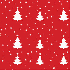 Obraz premium Vector of Christmas tree Seamless Patterns red background