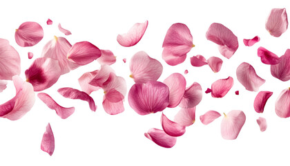  Red Rose Petal Heart-Shaped Scatter Isolated on White