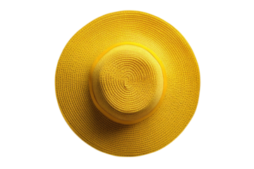 Yellow straw hat overhead view