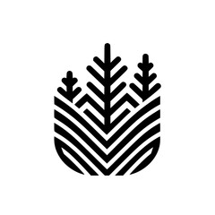 Minimalist Black and White Forest Icon, Abstract Geometric Trees