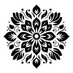 Fototapeta premium Elegant Black and White Floral Mandala Design, Vector Illustration, Isolated