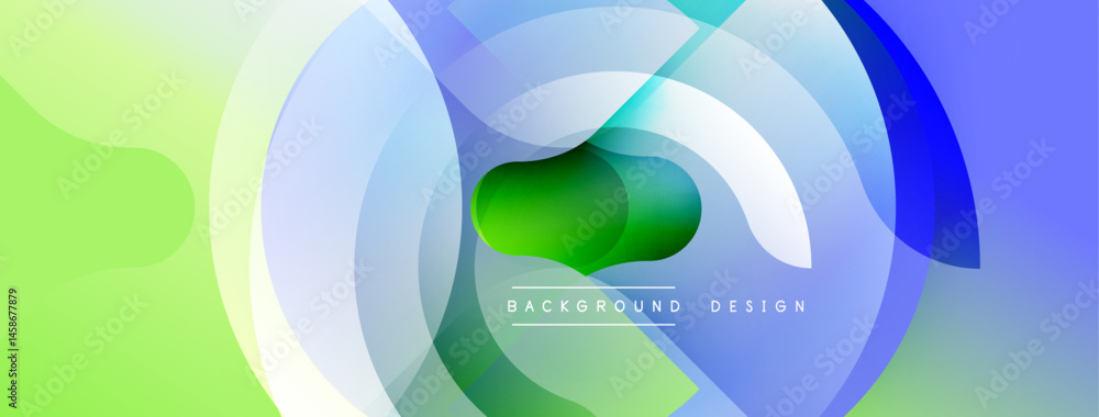 Fototapete Abstract colorful layers create dynamic visual effect. Gradient hues blend, forming circular patterns, modern design element.