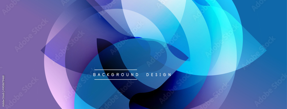 Poster abstract fluid shapes, vibrant blues, purples create dynamic background. modern design suggests move