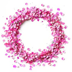 Pink Circular Confetti Frame on White Background