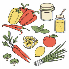 cooking ingredients , white background