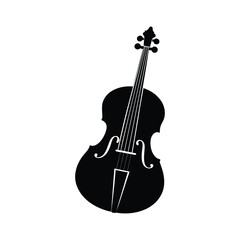 cello silhouette art illustration on white background © DipuChandra