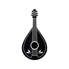 oud silhouette art illustration on white background