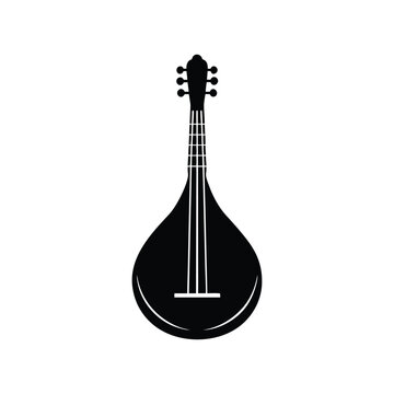 tanbur silhouette art illustration on white background