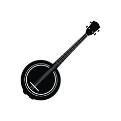 banjo silhouette art illustration on white background