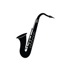 saxophone silhouette art illustration on white background