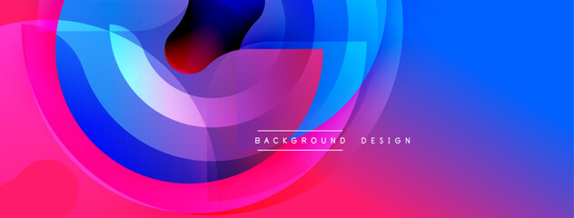 Abstract flowing shapes, vibrant colors blend. Dynamic composition creates modern visual impact. Gradient transitions offer smooth aesthetic.
