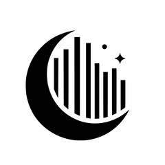 Obraz premium Crescent Moon Cityscape Logo: Minimalist Black & White Design