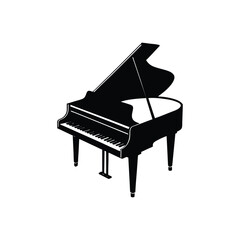 upright piano silhouette art illustration on white background