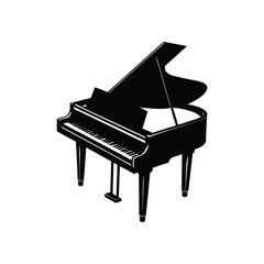 grand piano silhouette art illustration on white background