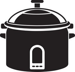 pressure cooker silhouette, black and white silhouette, vector and illustration