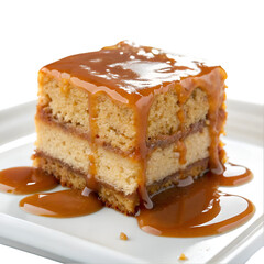 Caramel cake caramel dripping isolated on transparent background