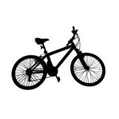 Solid black silhouette of a bicycle moving, Vector Graphic