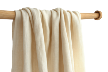 Cream cloth on wooden rod