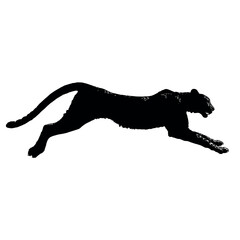 Solid black silhouette of a cheetah sprinting, Vector Graphic
