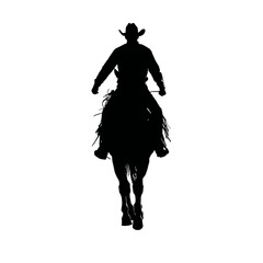 Fototapeta premium Solid black silhouette of a cowboy riding, Vector Graphic