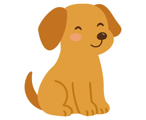 Cute kawaii puppy in flat simple style. icon vector illustration, dog isolated on a white background. Element for print clothe book or child design paper. hand drawn animal Doggy