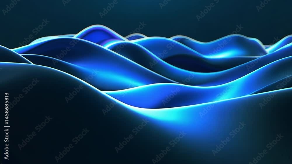 Poster mesmerizing abstract waves in smooth blue light create serene and futuristic atmosphere, with flowin