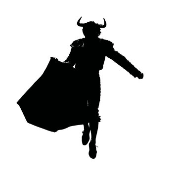 recommend clip art: Solid black silhouette of a matador daring, Vector Graphic