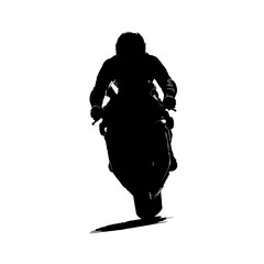 Solid black silhouette of a motorcycle racing, Vector Graphic