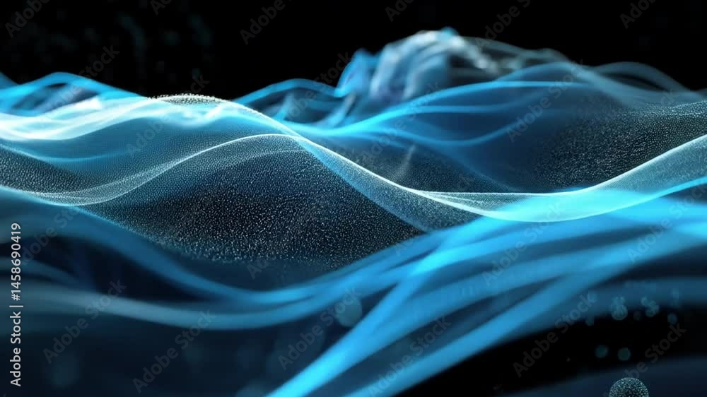 Poster mesmerizing abstract design of blue waves showcases fluid movement and depth, evoking tranquility an