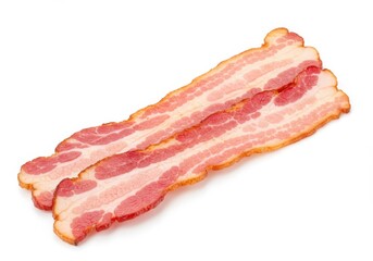 Crispy Delicious Cooked Bacon Strips Food Photography White Background Fat Meat Pork Diet Image