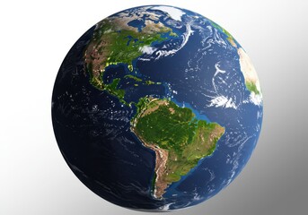 Detailed Earth Globe Planet 3D Model Realistic World Map View Land Blue Ocean Green Brown Image