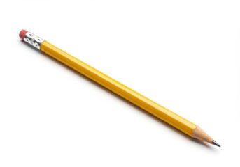 Classic Yellow Pencil Isolated White Background Simple School Supply Design Element Art Tool Sharp