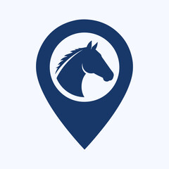 Horse Riding Map Pin Vector, Stable Icon, Outdoor Location Marker