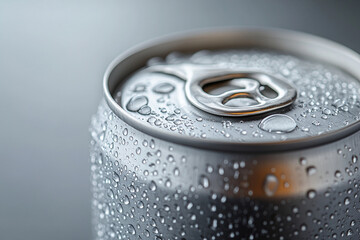 **Aluminum Soda Can With Condensation Droplets, Matte Finish Surface, Upright And Centered On White Background, Minimal Shadowing, High-Resolution Product-Style Photo With Perfect Lighting, No Text Or