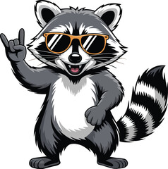 Cute Raccoon With Sunglasses Vector