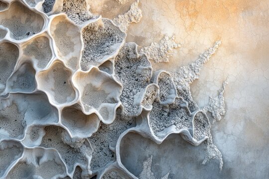 Intricate, eroded rock formations resembling honeycomb or brain coral, showcasing nature's artistry.